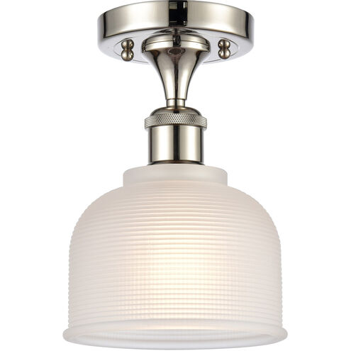 Ballston Dayton LED 6 inch Polished Nickel Semi-Flush Mount Ceiling Light in White Glass, Ballston
