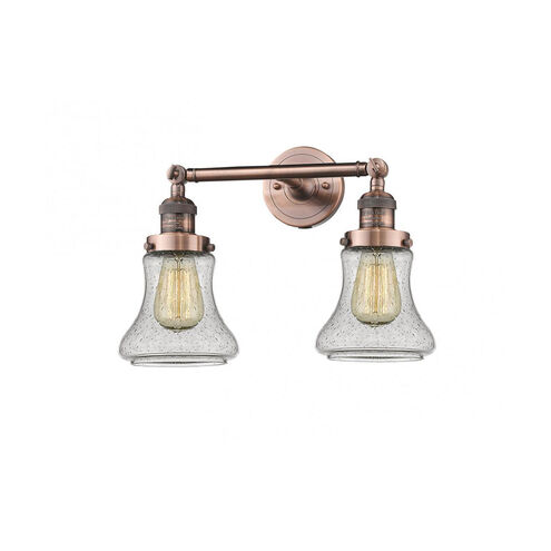 Franklin Restoration Bellmont LED 17 inch Antique Copper Bath Vanity Light Wall Light in Seedy Glass, Franklin Restoration