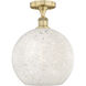 Edison White Mouchette 1 Light 12 inch Brushed Brass Semi-Flush Mount Ceiling Light