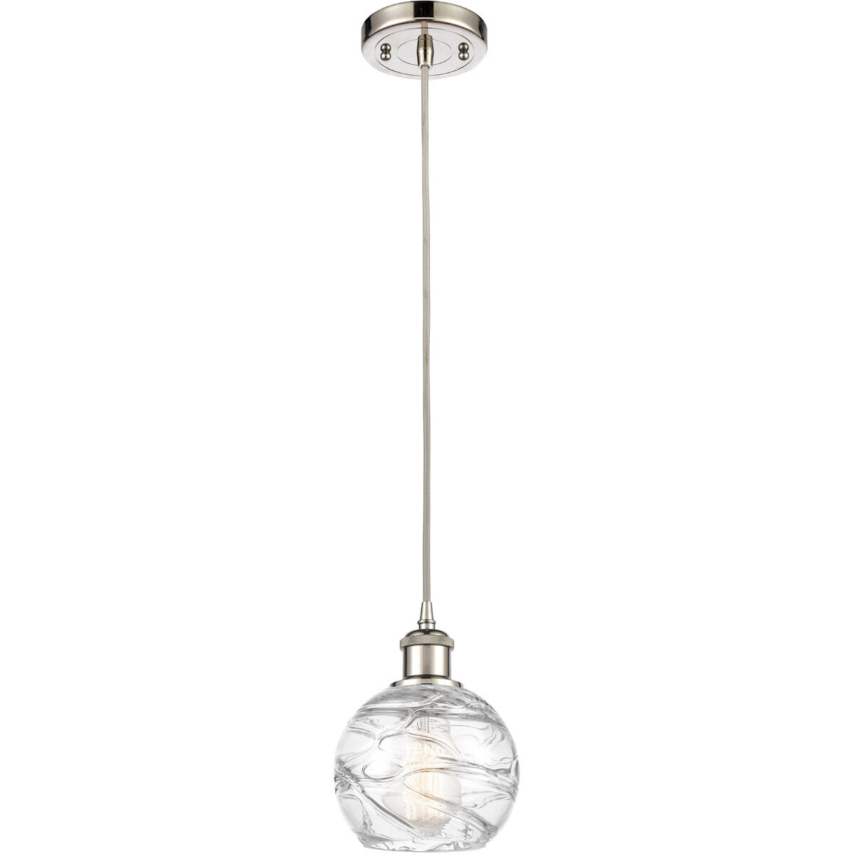 Ballston Small Deco Swirl LED 6 inch Polished Nickel Mini Pendant Ceiling Light in Silver, Ballston