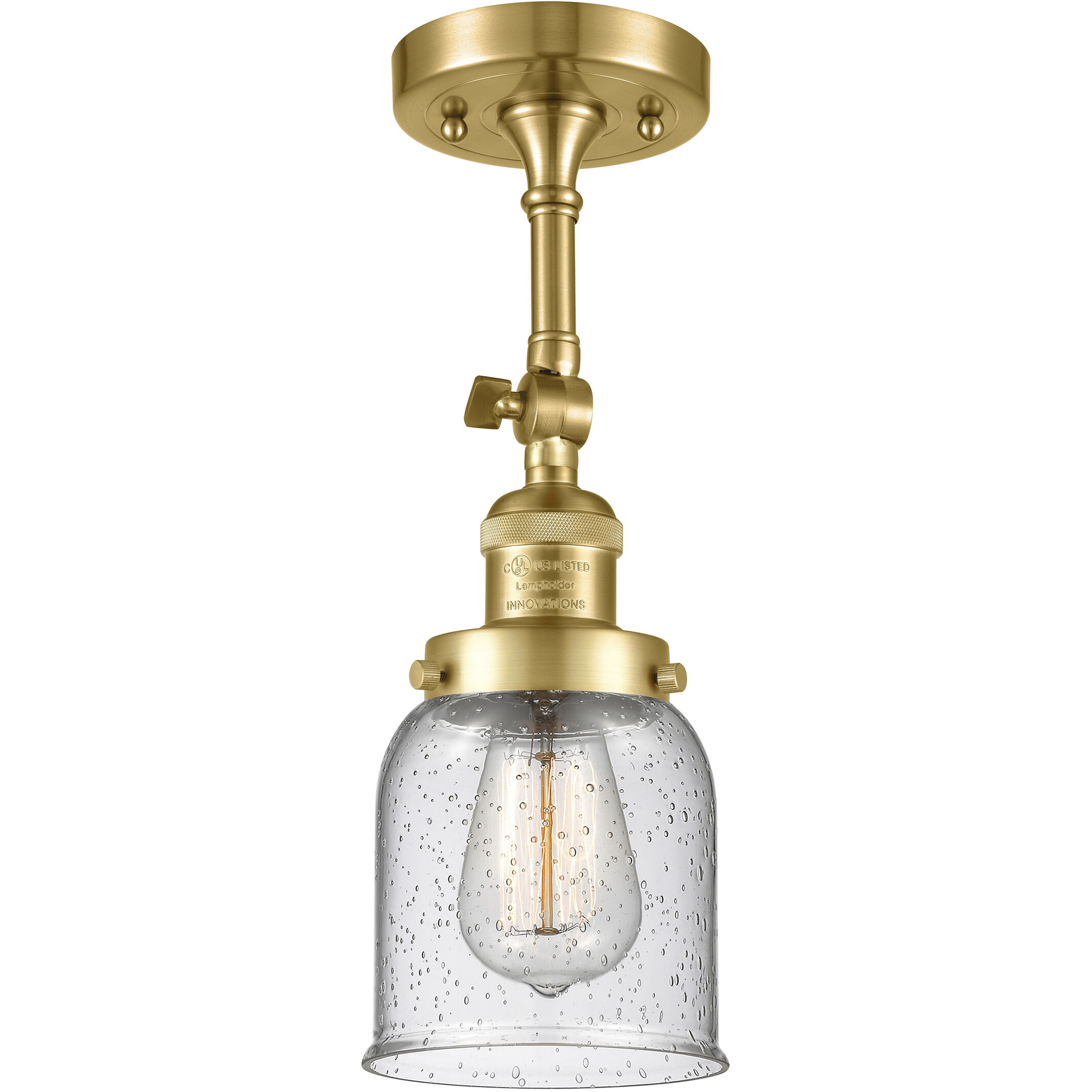 Franklin Restoration Small Bell 1 Light 5 inch Satin Gold Sconce Wall Light in Seedy Glass, Franklin Restoration