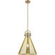 Newton Cone 1 Light 16 inch Brushed Brass Pendant Ceiling Light in Mercury Glass
