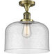 Franklin Restoration X-Large Bell 1 Light 12 inch Antique Brass Semi-Flush Mount Ceiling Light in Incandescent, Seedy Glass, Franklin Restoration