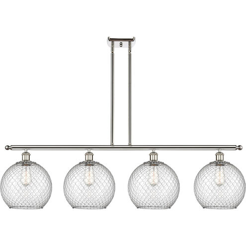 Ballston Large Farmhouse Chicken Wire LED 48 inch Polished Nickel Island Light Ceiling Light, Ballston