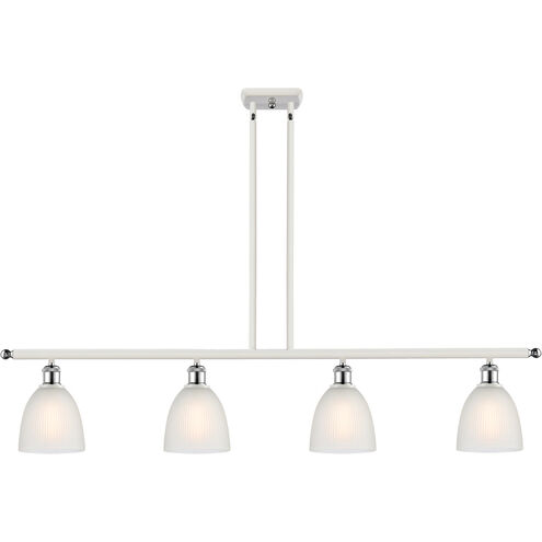 Ballston Castile LED 48 inch White and Polished Chrome Island Light Ceiling Light in White Glass, Ballston