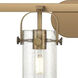 Pilaster II Cylinder 4 Light 34.88 inch Brushed Brass Bath Vanity Light Wall Light in Seedy Glass