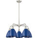 Ballston Dome 5 Light 25.5 inch Satin Nickel and Blue Chandelier Ceiling Light