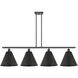 Ballston Cone 4 Light 50 inch Matte Black Island Light Ceiling Light