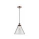 Franklin Restoration X-Large Cone 1 Light 12 inch Antique Copper/Matte Black Mini Pendant Ceiling Light in Clear Glass