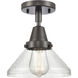 Franklin Restoration Caden LED 8 inch Oil Rubbed Bronze Flush Mount Ceiling Light in Seedy Glass
