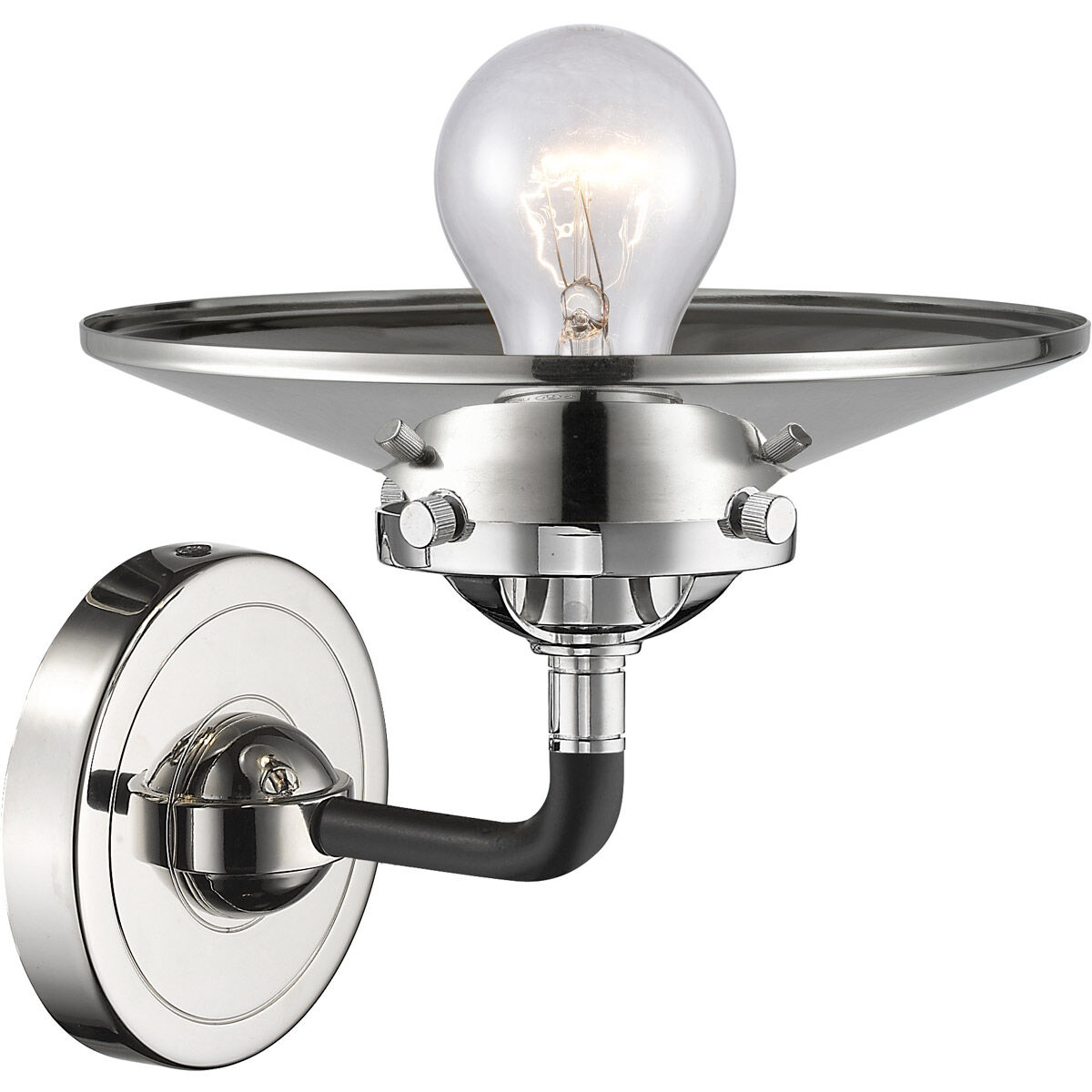 Nouveau Railroad 1 Light 8 inch Black Polished Nickel Sconce Wall Light, Nouveau