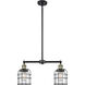 Franklin Restoration Small Bell Cage 2 Light 21 inch Black Antique Brass Island Light Ceiling Light in Clear Glass, Franklin Restoration