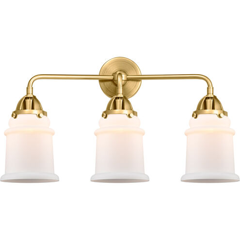 Nouveau 2 Canton 3 Light 24 inch Satin Gold Bath Vanity Light Wall Light in Matte White Glass