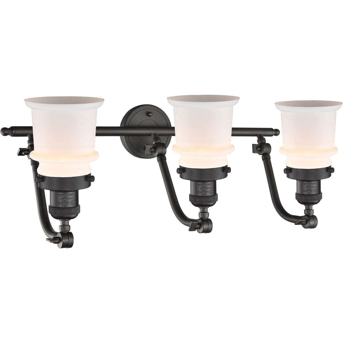 Franklin Restoration Small Canton LED 28 inch Oil Rubbed Bronze Bath Vanity Light Wall Light in Matte White Glass, Franklin Restoration