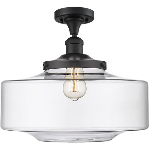 Franklin Restoration Bridgeton LED 11.75 inch Antique Brass Semi-Flush Mount Ceiling Light in Clear Glass