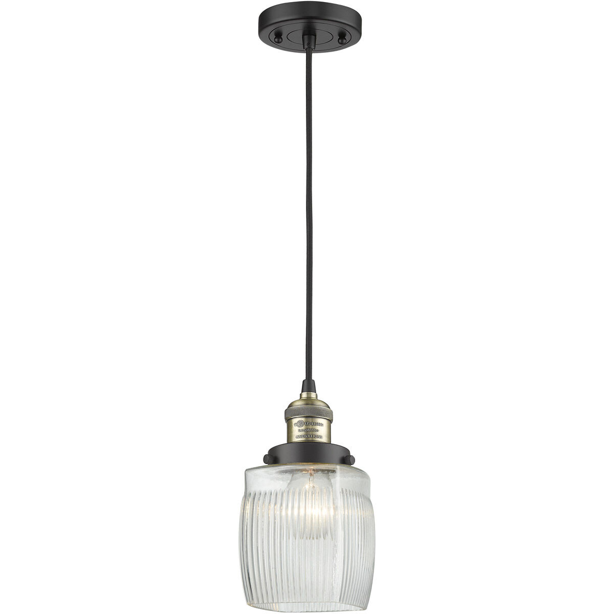 Franklin Restoration Colton LED 6 inch Black Antique Brass Mini Pendant Ceiling Light, Franklin Restoration