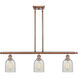Ballston Caledonia LED 36 inch Antique Copper Island Light Ceiling Light in Mouchette Glass, Ballston