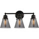 Aditi Small Cone 3 Light 22.25 inch Matte Black Bath Vanity Light Wall Light, Aditi