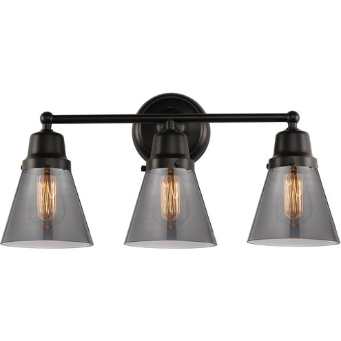 Aditi Small Cone 3 Light 22.25 inch Matte Black Bath Vanity Light Wall Light, Aditi