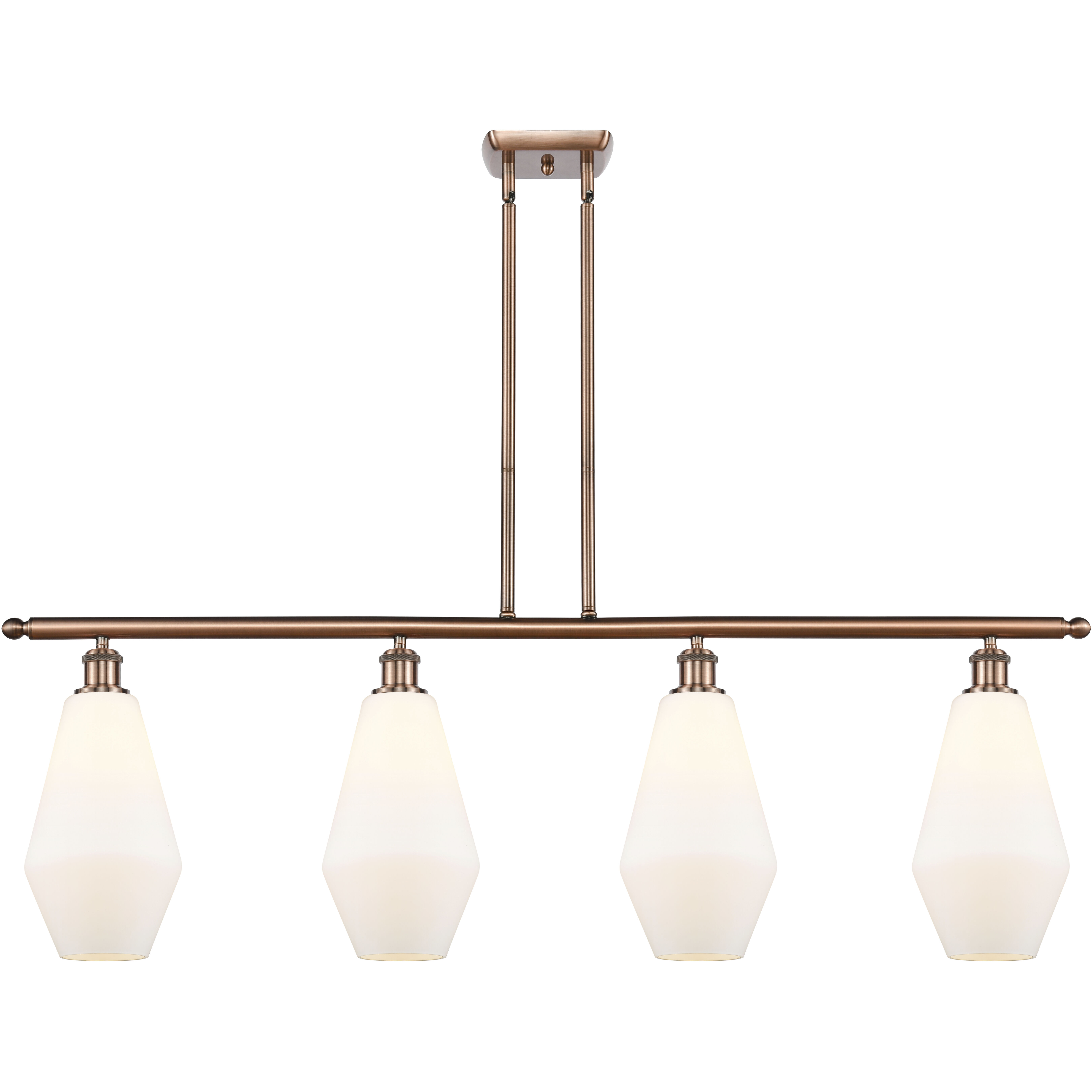 Ballston Cindyrella 4 Light 48 inch Antique Copper Island Light Ceiling Light in Incandescent, Matte White Glass