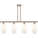 Ballston Cindyrella 4 Light 48 inch Antique Copper Island Light Ceiling Light in Incandescent, Matte White Glass