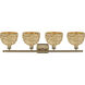 Woven Rattan 4 Light 38 inch Brushed Brass and Natural Bath Vanity Light Wall Light
