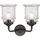 Nouveau Canton 2 Light 14 inch Oil Rubbed Bronze Bath Vanity Light Wall Light in Seedy Glass, Nouveau