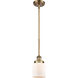 Ballston Small Bell LED 5 inch Brushed Brass Pendant Ceiling Light in Matte White Glass