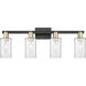Arcadia Clymer 4 Light 30.88 inch Black Antique Brass Bath Vanity Light Wall Light in Clear
