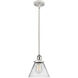 Ballston Large Cone LED 8 inch White and Polished Chrome Pendant Ceiling Light in Clear Glass