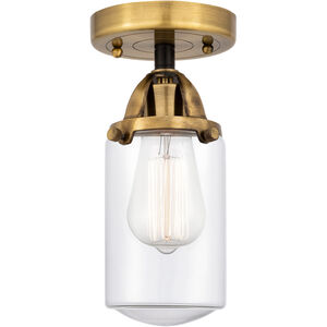 Nouveau 2 Dover LED 5 inch Black Antique Brass and Matte Black Semi-Flush Mount Ceiling Light in Clear Glass