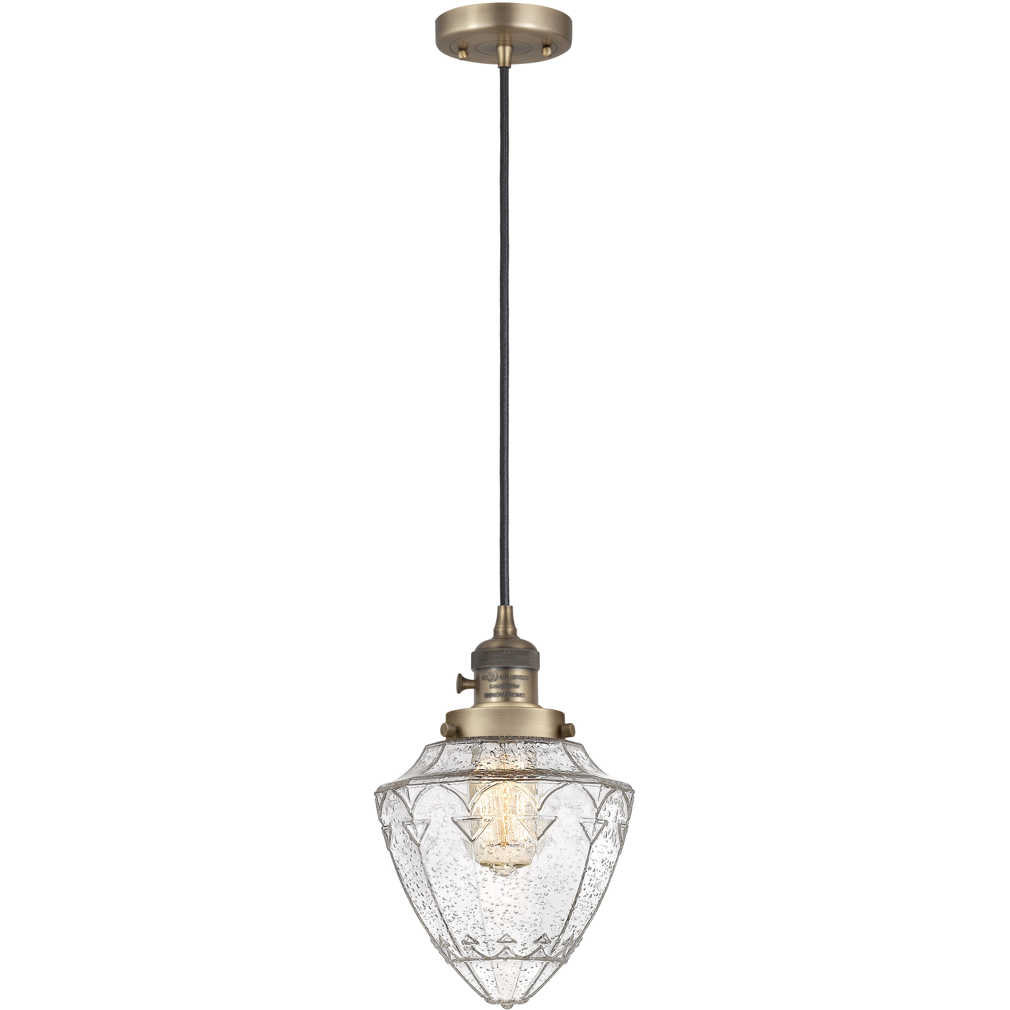 Franklin Restoration Bullet LED 7 inch Brushed Brass Mini Pendant Ceiling Light in Seedy