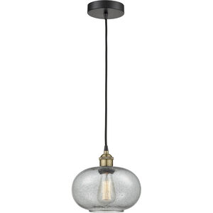Gorham 1 Light 9.5 inch Black Antique Brass Mini Pendant Ceiling Light in Charcoal Glass
