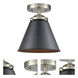 Nouveau Appalachian 1 Light 8 inch Brushed Satin Nickel Semi-Flush Mount Ceiling Light in Matte Black, Nouveau