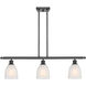 Ballston Brookfield 3 Light 36 inch Matte Black Island Light Ceiling Light in White Glass, Ballston