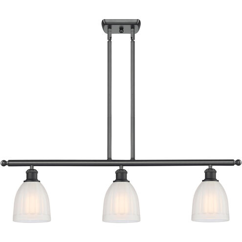 Ballston Brookfield 3 Light 36 inch Matte Black Island Light Ceiling Light in White Glass, Ballston