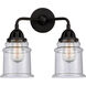 Nouveau 2 Canton 2 Light 14 inch Matte Black Bath Vanity Light Wall Light in Seedy Glass