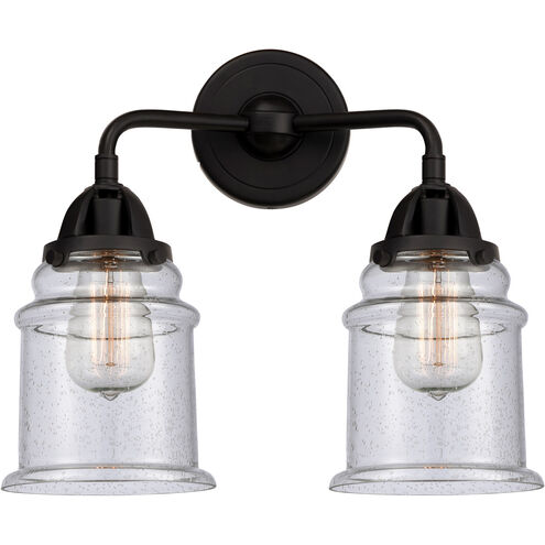Nouveau 2 Canton 2 Light 14 inch Matte Black Bath Vanity Light Wall Light in Seedy Glass