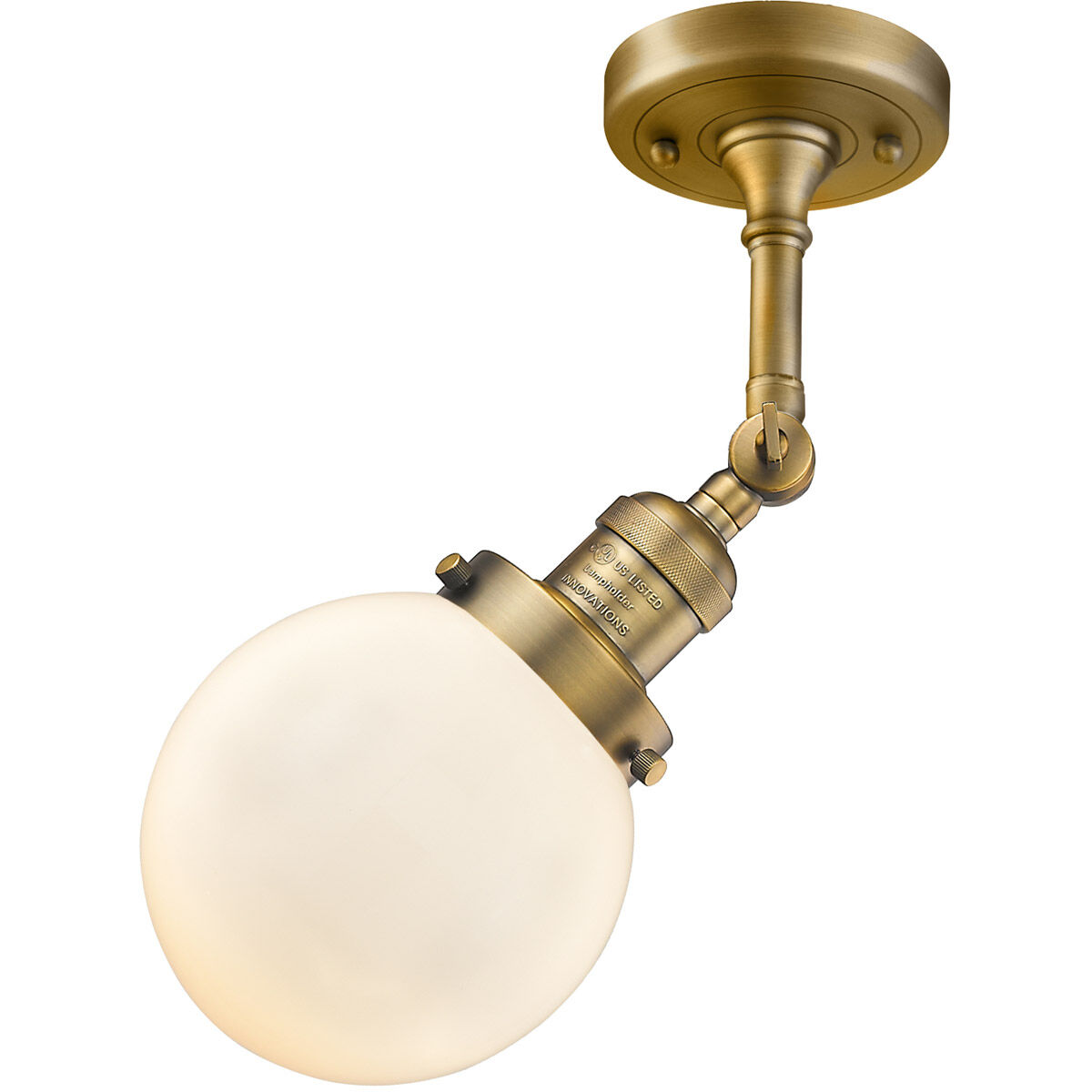 Franklin Restoration Beacon LED 6 inch Brushed Brass Sconce Wall Light in Matte White Glass, Franklin Restoration