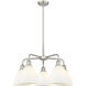 Bristol Glass 5 Light 25.5 inch Satin Nickel Chandelier Ceiling Light in Matte White