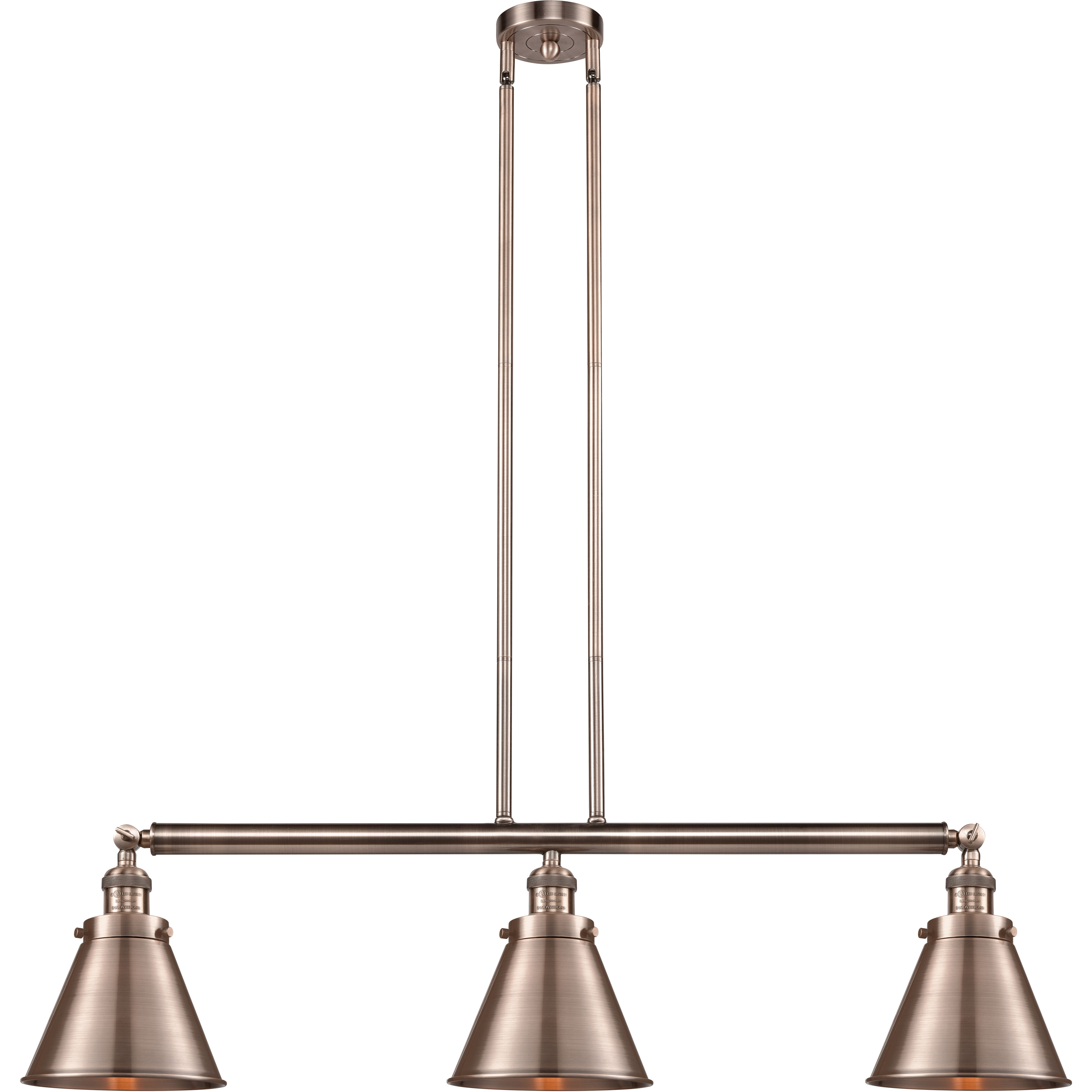 Franklin Restoration Appalachian 3 Light 40 inch Antique Copper Island Light Ceiling Light, Franklin Restoration