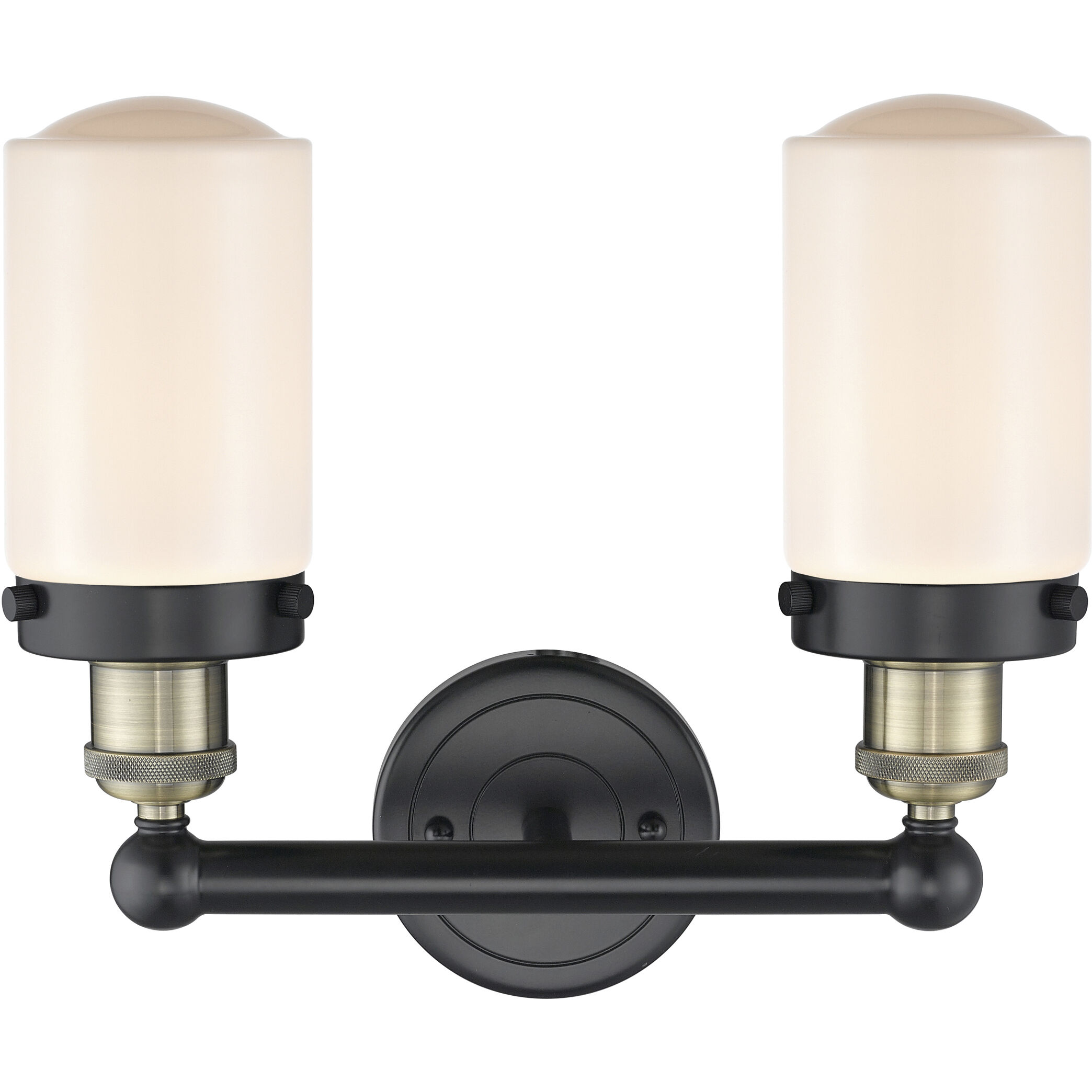 Dover 2 Light 15.5 inch Black Antique Brass Bath Vanity Light Wall Light in Matte White
