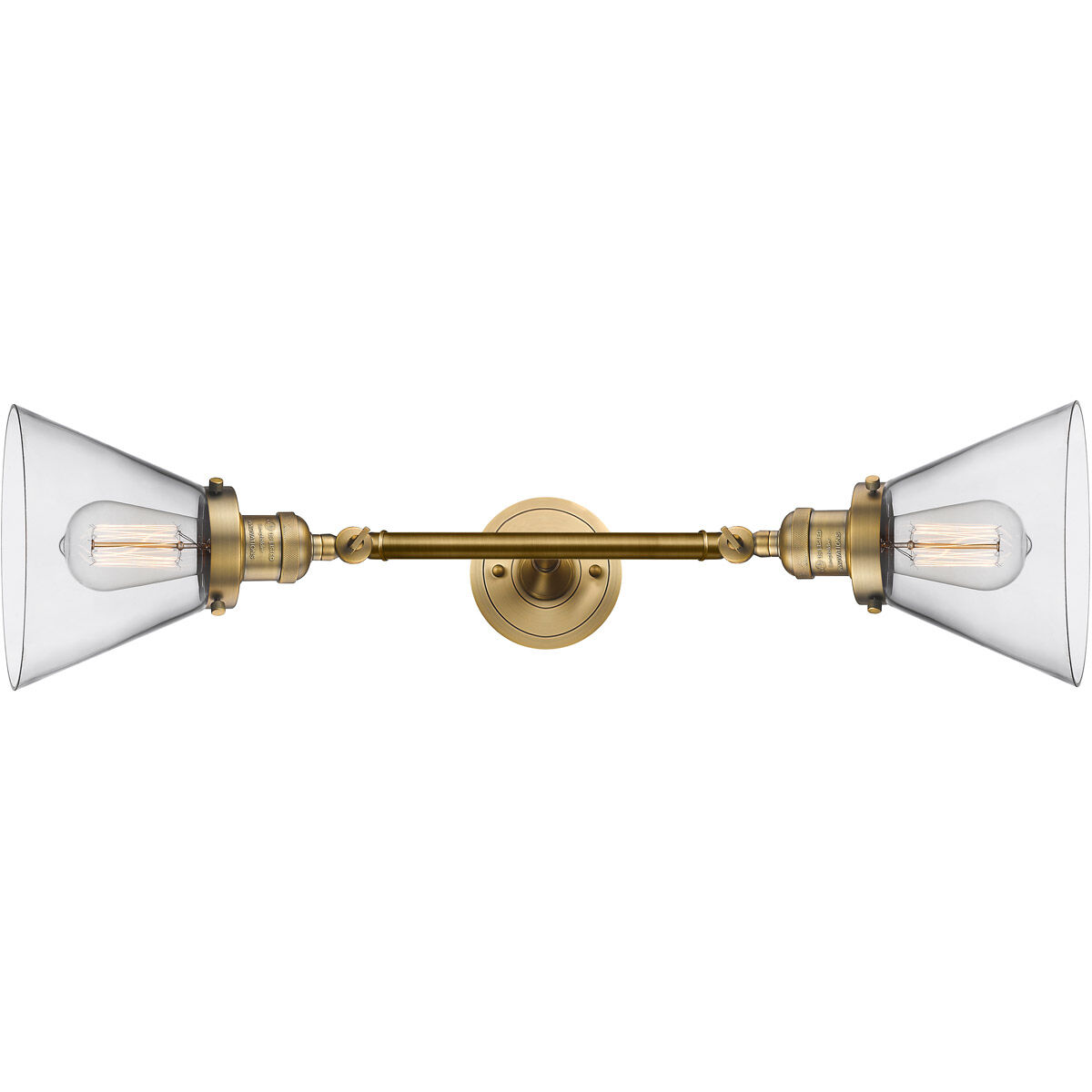 Franklin Restoration Large Cone LED 8 inch Brushed Brass Bath Vanity Light Wall Light in Clear Glass, Franklin Restoration