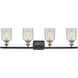 Ballston Caledonia 4 Light 36 inch Black Antique Brass Bath Vanity Light Wall Light in Mouchette Glass, Ballston