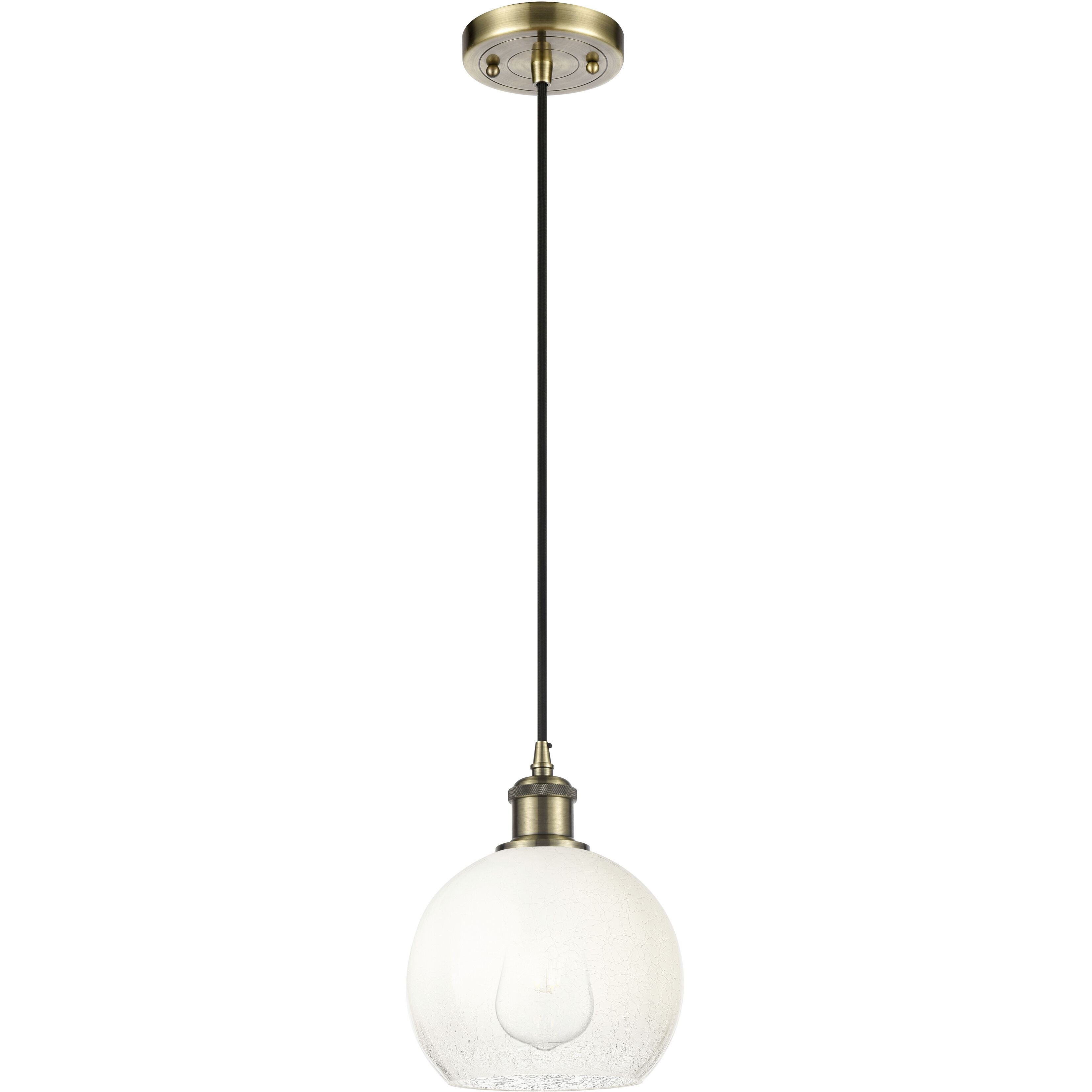 Ballston Brookhaven Globe 1 Light 7.88 inch Antique Brass Mini Pendant Ceiling Light in Opal Glass