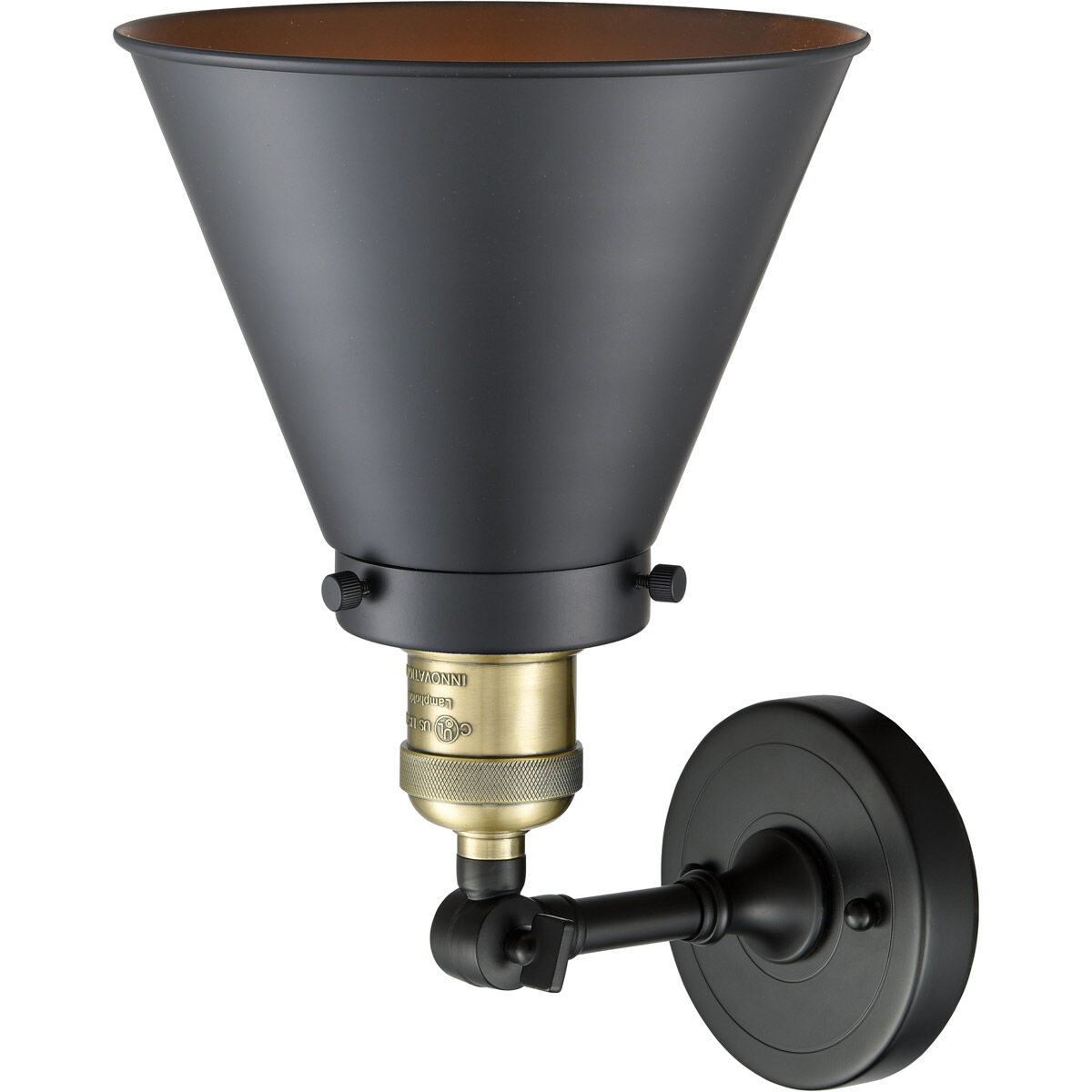 Franklin Restoration Appalachian LED 8 inch Black Antique Brass Semi-Flush Mount Ceiling Light in Matte Black, Franklin Restoration