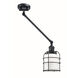 Small Bell Cage 21 inch 60.00 watt Matte Black Swing Arm Wall Light, Franklin Restoration