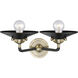 Nouveau Railroad LED 16 inch Black Antique Brass Bath Vanity Light Wall Light in Matte Black, Nouveau