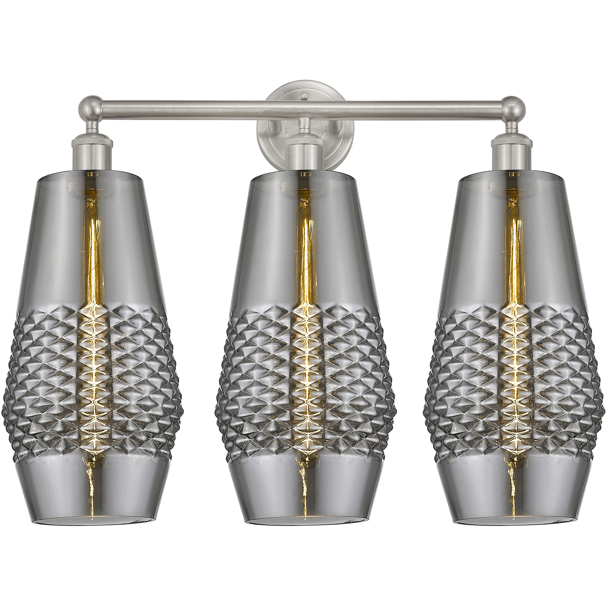 Windham 3 Light 25 inch Brushed Satin Nickel Bath Vanity Light Wall Light in Smoked Glass