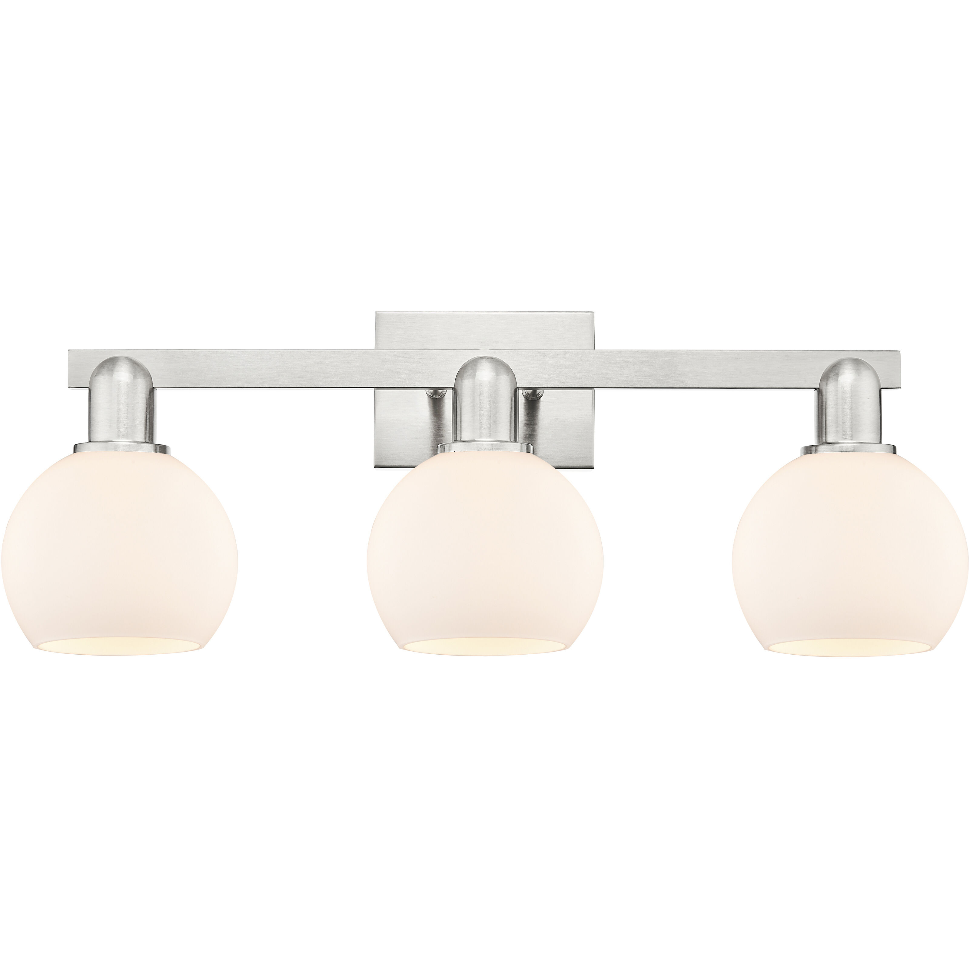 Arcadia Athens 3 Light 24.88 inch Brushed Satin Nickel Bath Vanity Light Wall Light in Matte White